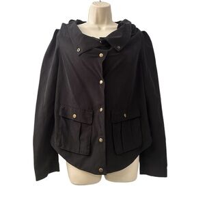 Jack Women’s Lightweight Asymmetrical Snap Button Jacket, Black, Size Medium